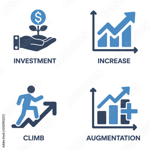 Fotografie Vector of investment, increase, climb, and augmentation as growth concepts