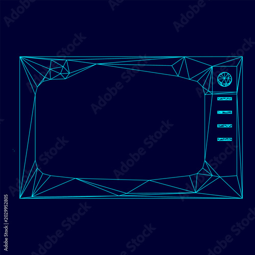 Εκτύπωση καμβά Microwave oven low poly triangulation triangulated polygonal electric cyan blue