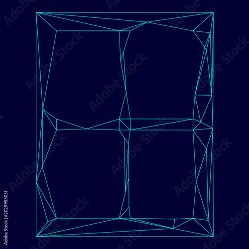 Cuadro en lienzo Window low poly triangulation triangulated polygonal electric cyan blue vibrant