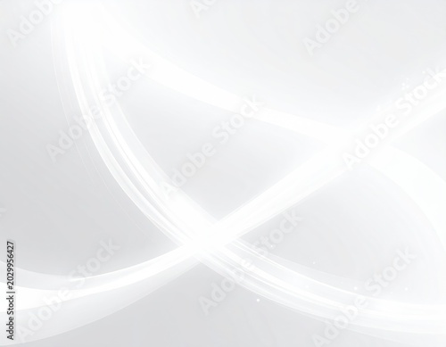 Soft white curves gently cross over a light gray background, creating a luminous effect