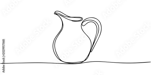 Quadro em tela water jug continuous one line drawing, Continuous one line drawing of water pitcher glass
