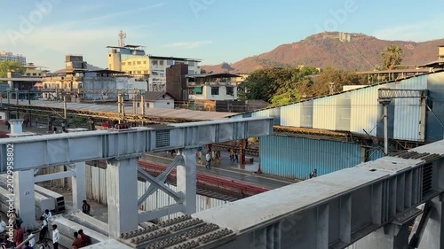 View of Jivdani Temple on Mountain from Virar Railway Station, Mumbai, India