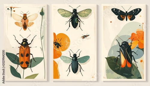Botanical Insect Illustrations - A Vintage-Inspired Art Collection.