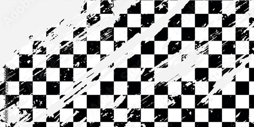 Black and white chess pattern. Checkerboard seamless vector illustration. Abstract checkered checkerboard for game. Grid geometric square shape. Race flag. Retro mosaic floor.