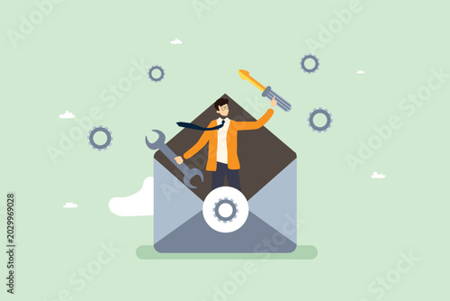 Email Technical Support and Newsletter Optimization Vector Illustration