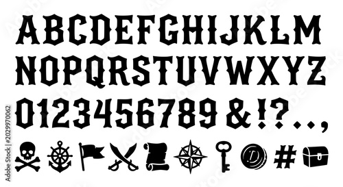 Slika na platnu Vintage Craft Display Typeface with Fantasy Letters Numbers and Retro Badge Styl