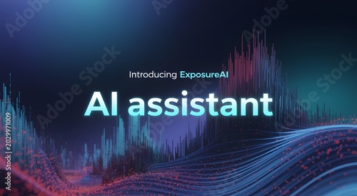 Business professionals gathered around a futuristic AI assistant display