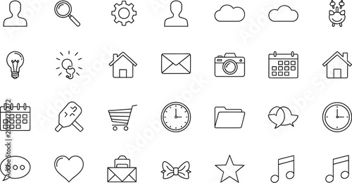 Tableau sur toile Collection of diverse outline icons representing various concepts and functions