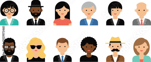 Fotografia Colorful cartoon vector avatars of diverse people with different hairstyles, clo