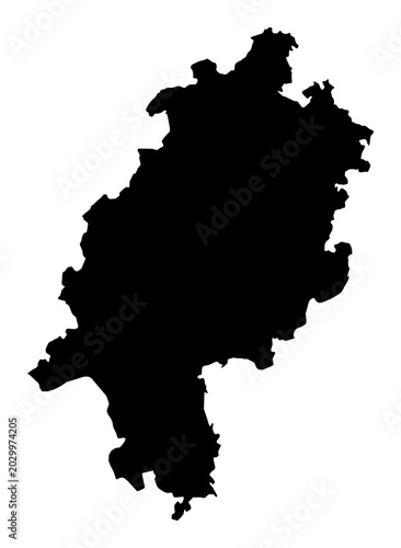 A contour map of Hesse. German state silhouette