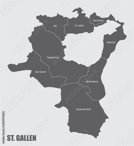 St Gallen Canton administrative map