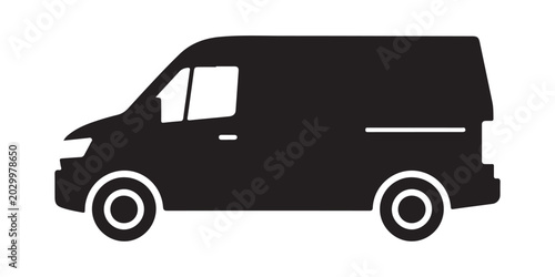 Black van side view silhouette on a white background simple vehicle outline silhouette