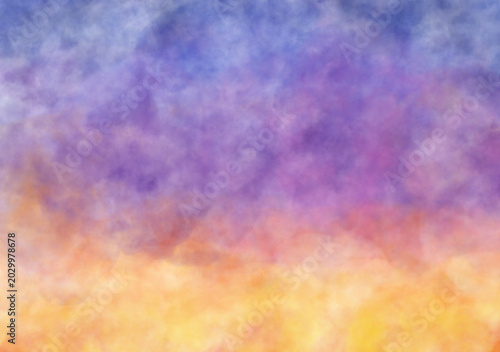 水彩風夕焼けの背景テクスチャイラスト / Watercolor sunset gradient background texture illustration