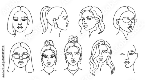 Картината върху платно Diverse Women Faces Different Hairstyles.