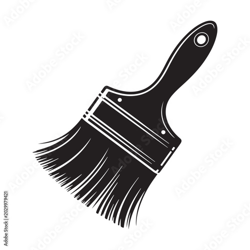Paint brush silhouette against a white background a black art tool illustration silhouette
