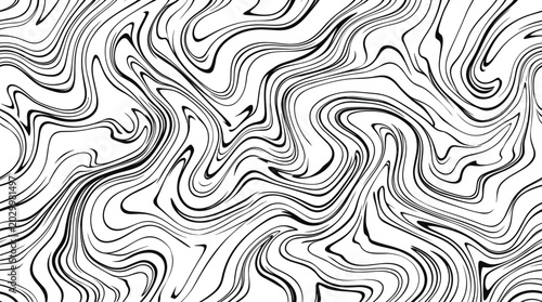 Foto Abstract black and white liquid marble swirl pattern with flowing wavy lines and