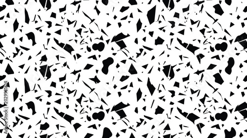 Cuadro en lienzo Seamless pattern with scattered black geometric shards and angular fragments on