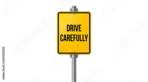 Drive carefully traffic warning sign with traffic safety driving safety road sign traffic control warning signal road rules public safety information transportation roadside reminder