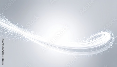 Soft, glowing light streak with sparkling particles on a subtle gradient background