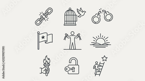 Foto Freedom and Liberty Symbols Icons Set.