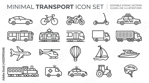 Bild auf Leinwand Minimal Transport Icon Set Collection.