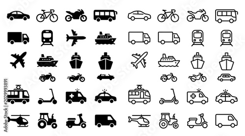 Obraz na płótnie Various Vehicles Icons and Symbols.