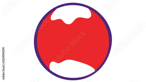 Vibrant purple and red Jupiter sphere graphic for space pedagogy and cosmic infographics. Minimalist flat planetary symbol isolated for science textbooks and astronomical design templates.