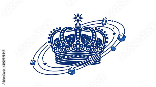 Quadro em tela Blue Crown Royalty Symbol Jewelry Accessory.