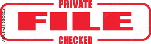 Fotografi Bold red rubber stamp graphic indicating a private file has been thoroughly chec