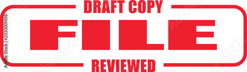 Fotografía Stamp marking a document as draft copy and reviewed, signifying an official inte