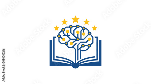 Foto Brain emerging from open book.