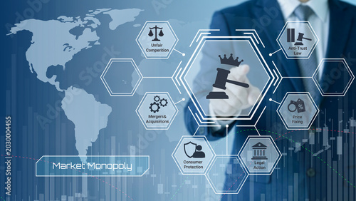 Φωτογραφία Business professional analyzing market monopoly concepts with global financial a
