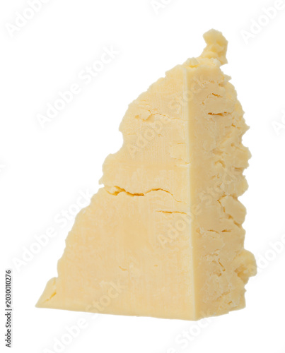 Vászonkép Close up of aged parmesan cheese chunk isolated background
