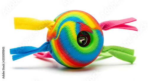 colorful play ball toy for animal like cats and dogs isolated on white  background
