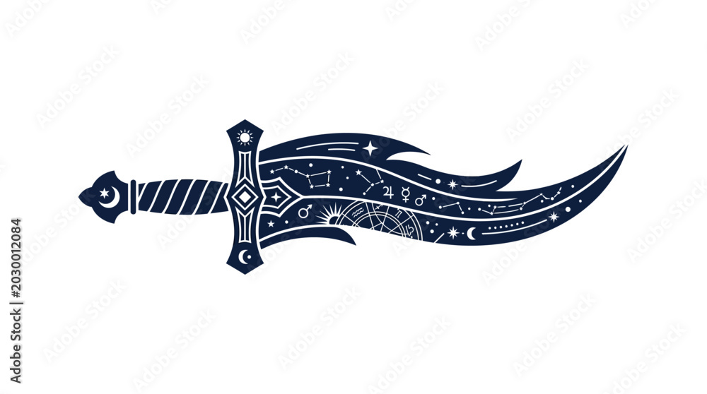 Foto Decorative Scimitar Sword with Ornate Design.