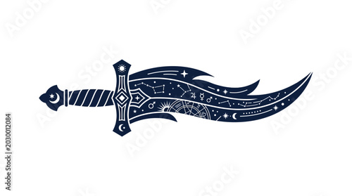 Schilderij op canvas Decorative Scimitar Sword with Ornate Design.