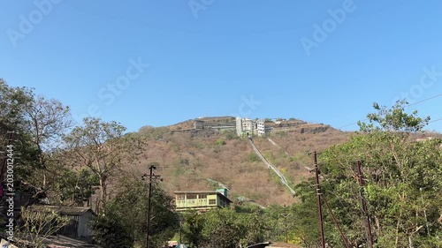 Funicular Ropeway Track and Cliff Railway Leading to Jivdani Temple, Virar, Mumbai, India