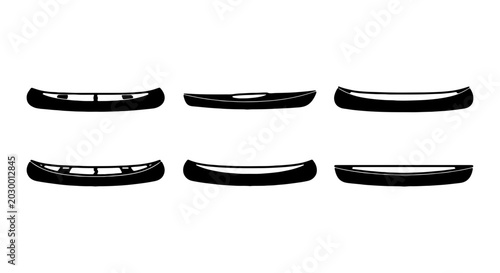 Fotografía Canoe silhouette vector set, black rowing boat icons, minimalist watercraft coll