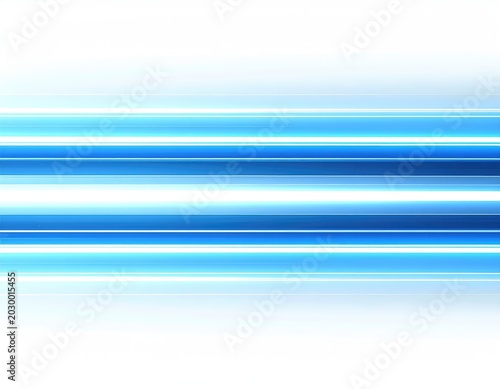Abstract horizontal blue light streaks on white background