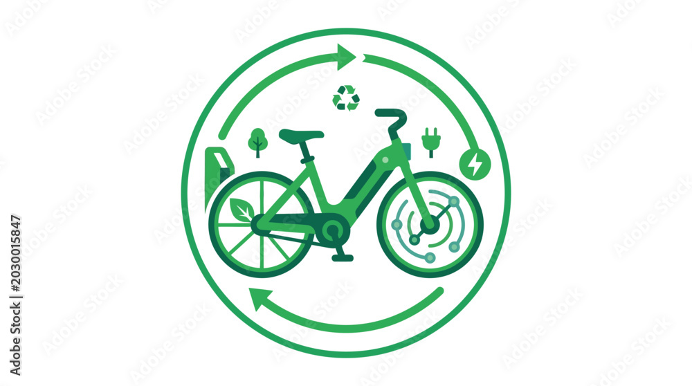 Fototapeta premium Eco friendly bicycle with green icons.