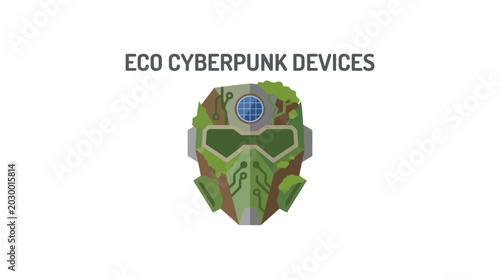 Eco cyberpunk futuristic device headgear.