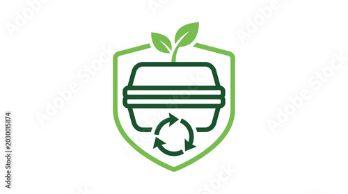 Eco friendly compost icon with recycling.