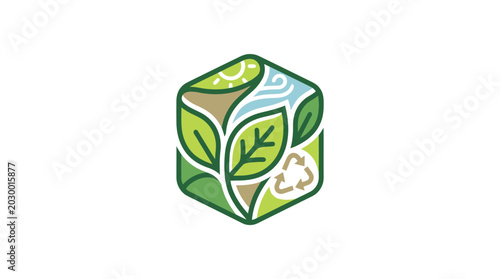 Quadro em tela Eco friendly cube with green leaves.