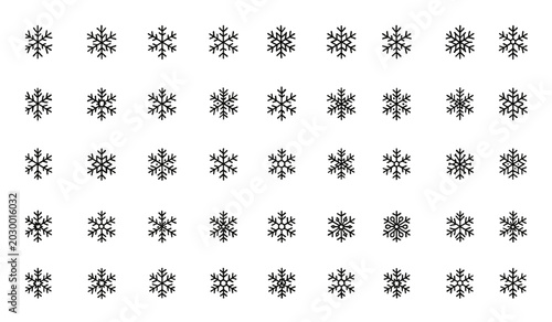 Photos Black winter snowflake icon set