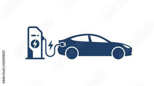 Electric car charging at station.