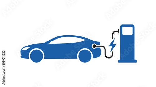 Electric car charging at station.