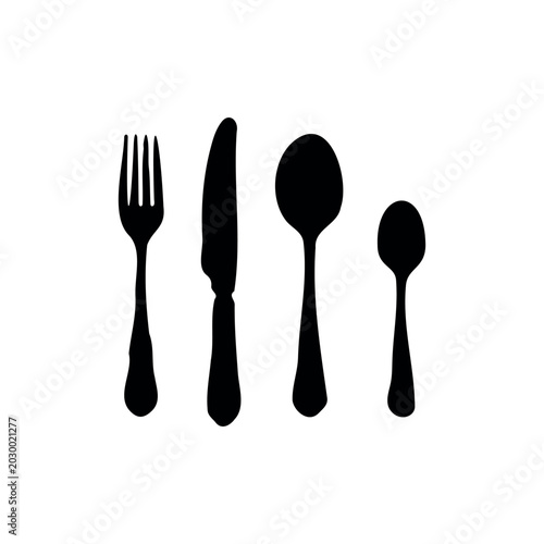 Silverware set silhouette icon vector illustration.
