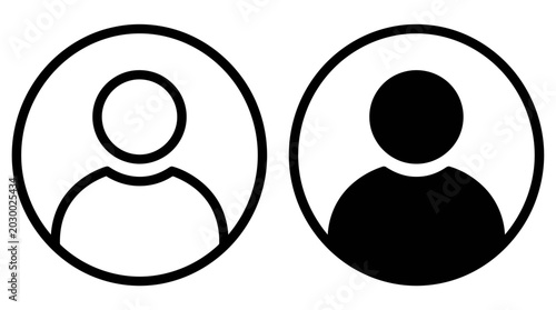 Valokuva Two simple icons depict people inside circles.