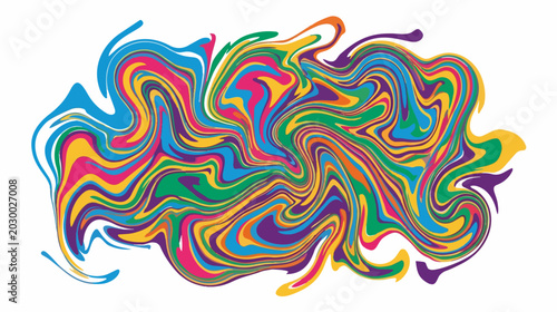 Abstract colorful liquid swirl vector illustration. Vibrant fluid paint marble flat design element. Dynamic flowing wave graphic