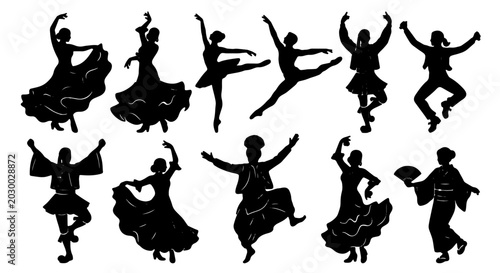 Fotografie Diverse Dancer Silhouettes Collection: Ballet, Flamenco, Folkloric, and Traditio